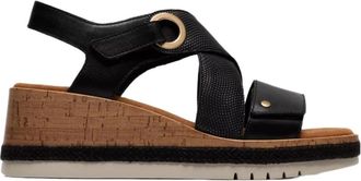 Clarks Kidiki Sun Wedge Sandal - Dames - Sleehakken - Zwart - 39 1/2 EU - Schoenen