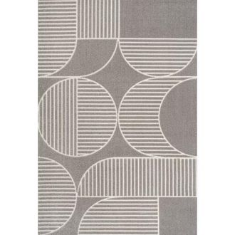 Jonathan Y Designs Nordby High-Low Geometric Arch Scandi Striped Indoor/Outdoor Area Rug in Gray/cream at Nordstrom, Size 4Ft 0In X 6Ft 0In
