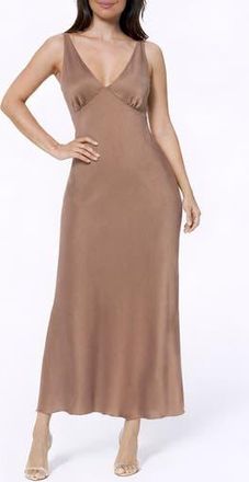 Bebe Crepe V-Neck Maxi Dress in Mocha at Nordstrom Rack, Size X-Large
