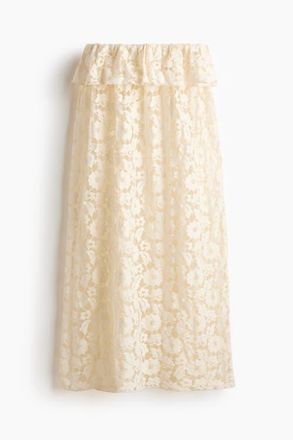 H&M Lace Midi Skirt in Light Beige at Nordstrom, Size X-Small