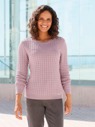 Casual Looks Rundhalspullover CASUAL LOOKS Rundhals-Pullover, Damen, Gr. 54, lila (mauve), 50% Baumwolle, 50% Polyacryl, unifarben, Pullover Rundhalspullover