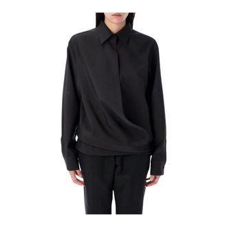 Valentino Shirts, female, Black, Size: 3XS Silk Draped Blouse