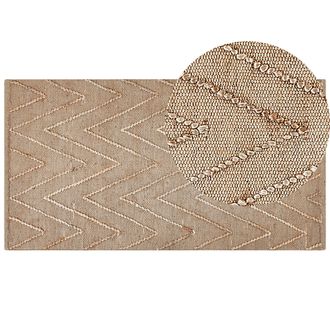 Beliani Beliani - Alfombra De Yute Beige 80 X 150 Cm Algod&oacute;n Hecho A Mano Patr&oacute;n Geom&eacute;trico Daday