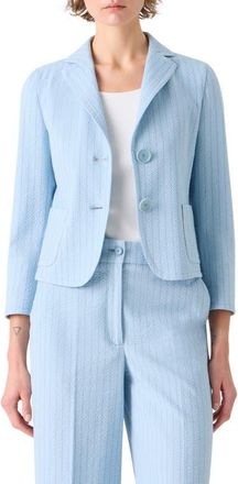 Akris Stripe Cotton Stretch Seersucker Jacket in Sky-Dark Blue at Nordstrom, Size 10