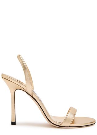 Jimmy Choo London Jenn 100 Metallic Leather Slingback Sandals - Gold - 36 (IT36/ UK3)