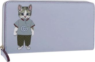 Gucci Pre-owned Vintage Lange Portemonnee - Dames - Vintage Accessoires - Blauw - ONE Size - Leer - Vintage