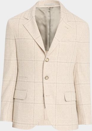 Brunello Cucinelli Men & apos;s Silk and Wool Plaid Suit Jacket