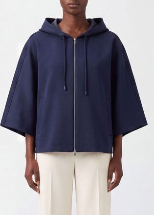Max Mara Felpa in misto cotone con cappuccio, zip e spalle scese