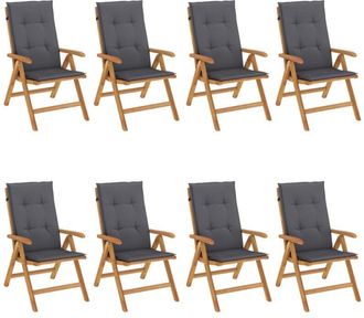 vidaXL Sillas De Jard&iacute;n Reclinables Y Cojines 8 Uds Madera Maciza Teca Vidaxl