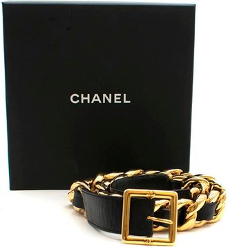 Chanel Vintage Gold Plated Leather Chain Belt