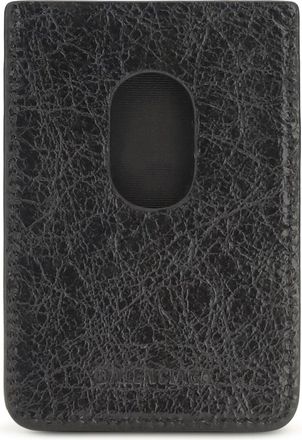 Balenciaga Mens Le City Magnetic Card Holder Black Lamb Ovis Aries Wallet