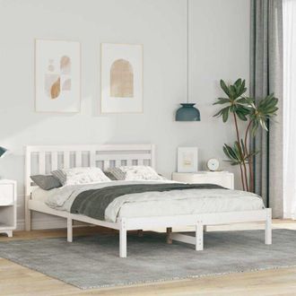 vidaXL Vidaxl - Estructura De Cama Blanco 135 X 190 Cm Madera Maciza De Pino