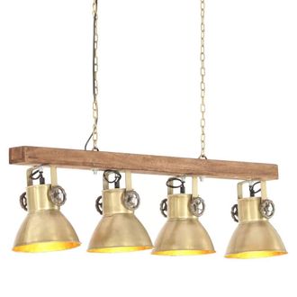 Berkfield Home Industrial Ceiling Lamp Brass E27 Mango Wood in Brown