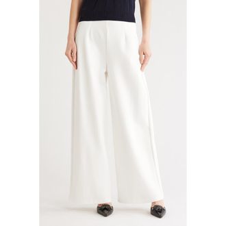 French Connection High Waist Wide Leg Ponte Pants in Summer White at Nordstrom Rack, Size X-Large