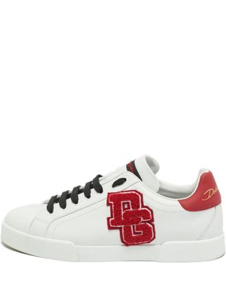 Dolce & Gabbana leather logo-patch sneakers - White