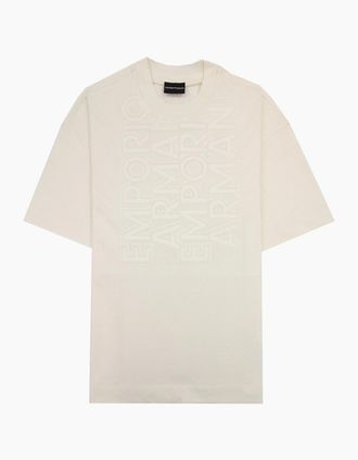 Emporio Armani Mens Emporio Armani Embossed Vertical Logo T Shirt White - Size: 38
