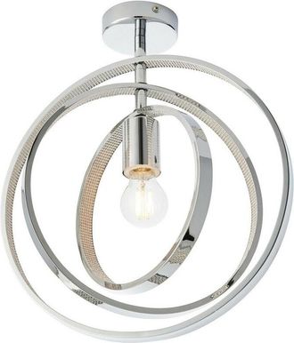 Endon Lighting Merola Contemporary Designer Crystal LED Spherical Semi Flush Ceiling Light Chrome, Warm White, IP44
