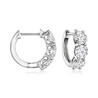 Ross-Simons Lab-Grown Diamond Huggie Hoop Earrings in 14kt White Gold