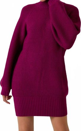 Le Lis Blanc Deux Tana Mock Neck Sweater Dress In Magenta
