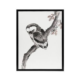 Artery8 Owl 1841 Album Of Sketches Framed Canvas Wall Art Print Hokusai in Grey | Size: W24 x H32