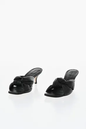 Fabiana Filippi Leather Mules with Front Knot and 7cm Heel Fabiana Filippi