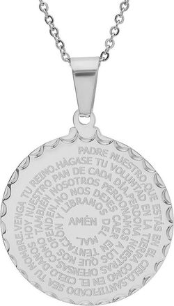 Steeltime Padre Nuestro Pendant Necklace in Silver at Nordstrom Rack