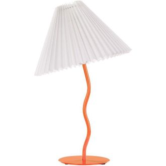 Beliani L&aacute;mpara De Mesa Moderna Minimalista Base De Metal Pantalla Plisada Sint&eacute;tica Naranja Alwero