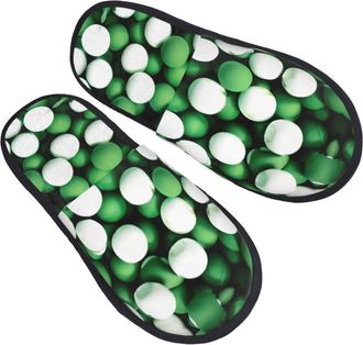 Generic Home Slippers Football White Green Printing Furry Slippers Casual Flat House Shoes For Winter Bedroom Spa M
