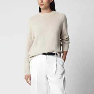 Loro Piana Beige m&eacute;lange cashmere crewneck sweater