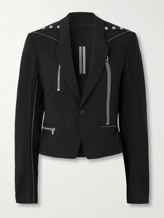 Rick Owens Giacca In Lana Grain De Poudre Con Decorazioni Alice - Nero