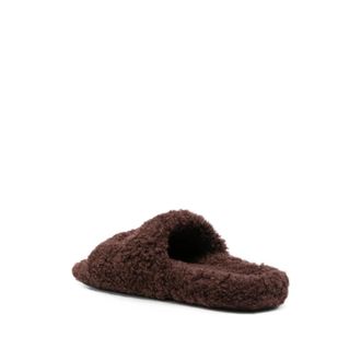 Balenciaga Shearling Slippers - Brown