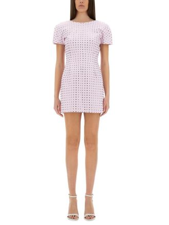 Sportmax Pink Embellished Round Neck Mini Dress