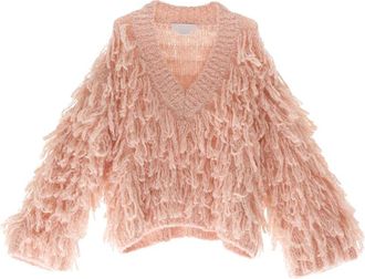 Genny Maglia Scollata - Dames - V-hals truien - Roze - S - Truien & Vesten