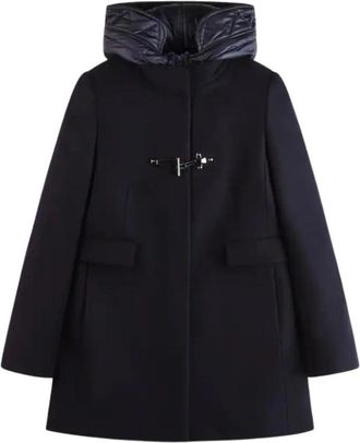 Fay Toggle Coat Urban Feminine Look - Dames - Parka Jassen - Blauw - 2XL - Wol - Jassen