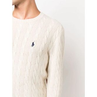Ralph Lauren Cable-Knit Wool-Cashmere Sweater - White