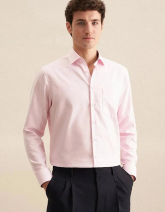 Seidensticker Seidensticker Mens Regular Fit No Iron Business Kent Contrast Patch Business Shirt Pink - Size: 38/Regular