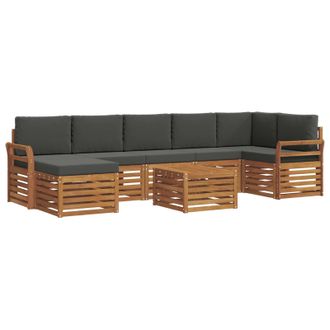 vidaXL Conjunto De Sof&aacute;s De Exterior 8 Pcs Natural Y Antracita Vidaxl