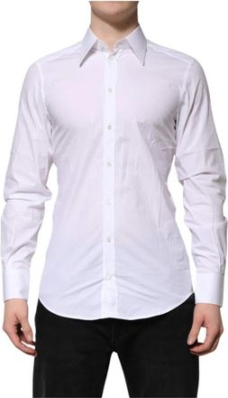Dolce & Gabbana Overhemden, Heren, Wit, L, Katoen, Witte Katoenen Gold Formeel Overhemd