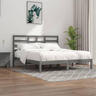 Berkfield Home Bed Frame Grey Solid Wood 200x200 cm