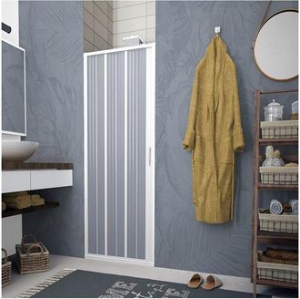 Nova Porta Box doccia 120 cm a soffietto per box doccia nicchia con apertura laterale in PVC IRIS Bianco