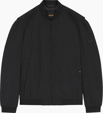 HUGO BOSS Mens Ovarsi Soft Touch Black Bomber Jacket - Size: 40/Regular