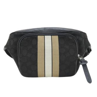 Coach Beige Black Signature Line Canvas Leather Sling Bag (Pre-Owned)