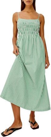 Rails Primrose Stripe Smocked Bodice A-Line Dress in Emerald Stripe at Nordstrom, Size X-Large
