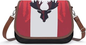 Generic Canadian Flag with Moose Head Womens Crossbody Bag Fashion Shoulder Handbags Message Tote Bag with Adjustable Strap