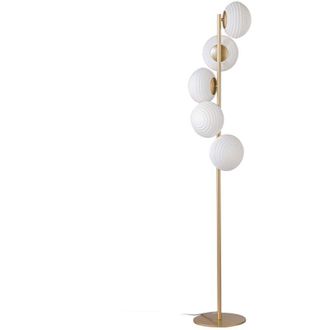 Luce-Ambiente-Design Luce Ambiente E Design - Piantana ripple in metallo oro con cinque diffusori in vetro bianco 160 cm
