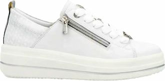 Remonte Womens Leather Sneakers In White/silver Leather
