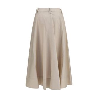 Brunello Cucinelli Womens Beige Cotton Midi Skirt