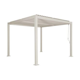 Sweeek P&eacute;rgola bioclim&aacute;tica 3x3m de lamas de aluminio y acero, beige