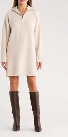 Stitchdrop Lincoln Square Half Zip Sweater Dress in Marzipan at Nordstrom Rack, Size Large