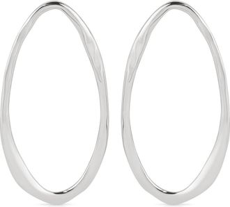 Ettika Large Oval Hammered Hoop Earrings in Silver at Nordstrom